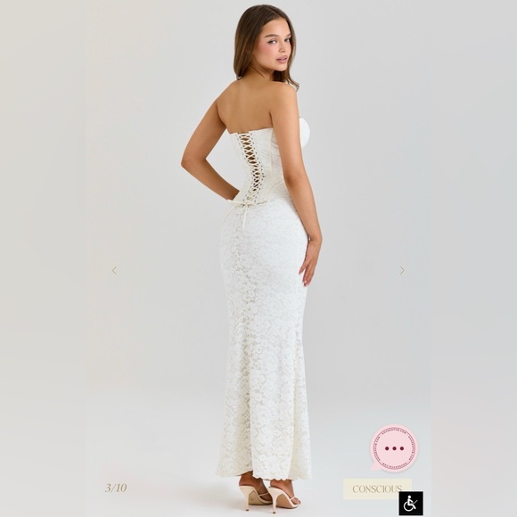 House of CB Solaine Ivory Lace Corset Maxi Dress - Picture 2 of 9